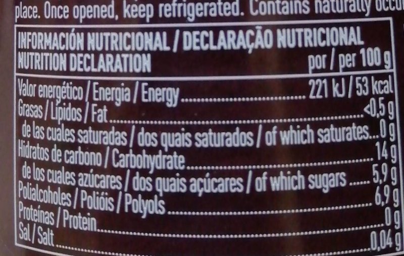 Foto da tabela nutricional