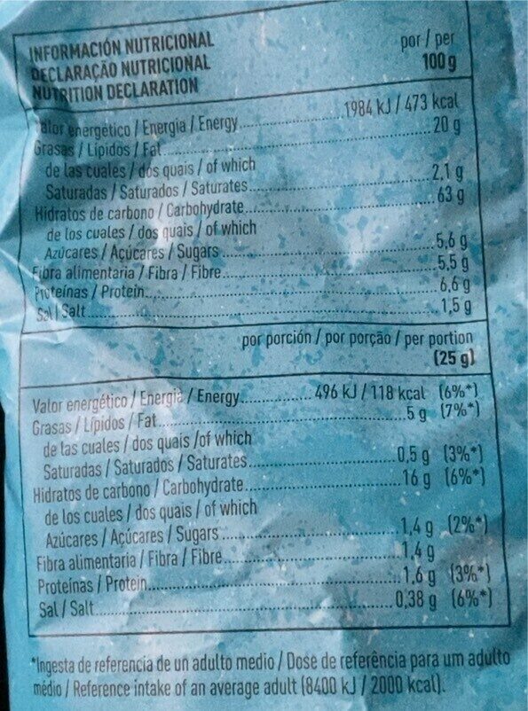 Foto da tabela nutricional
