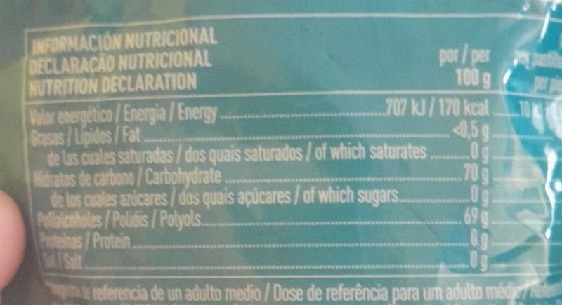 Foto da tabela nutricional