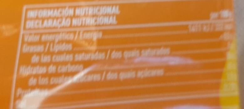 Foto da tabela nutricional