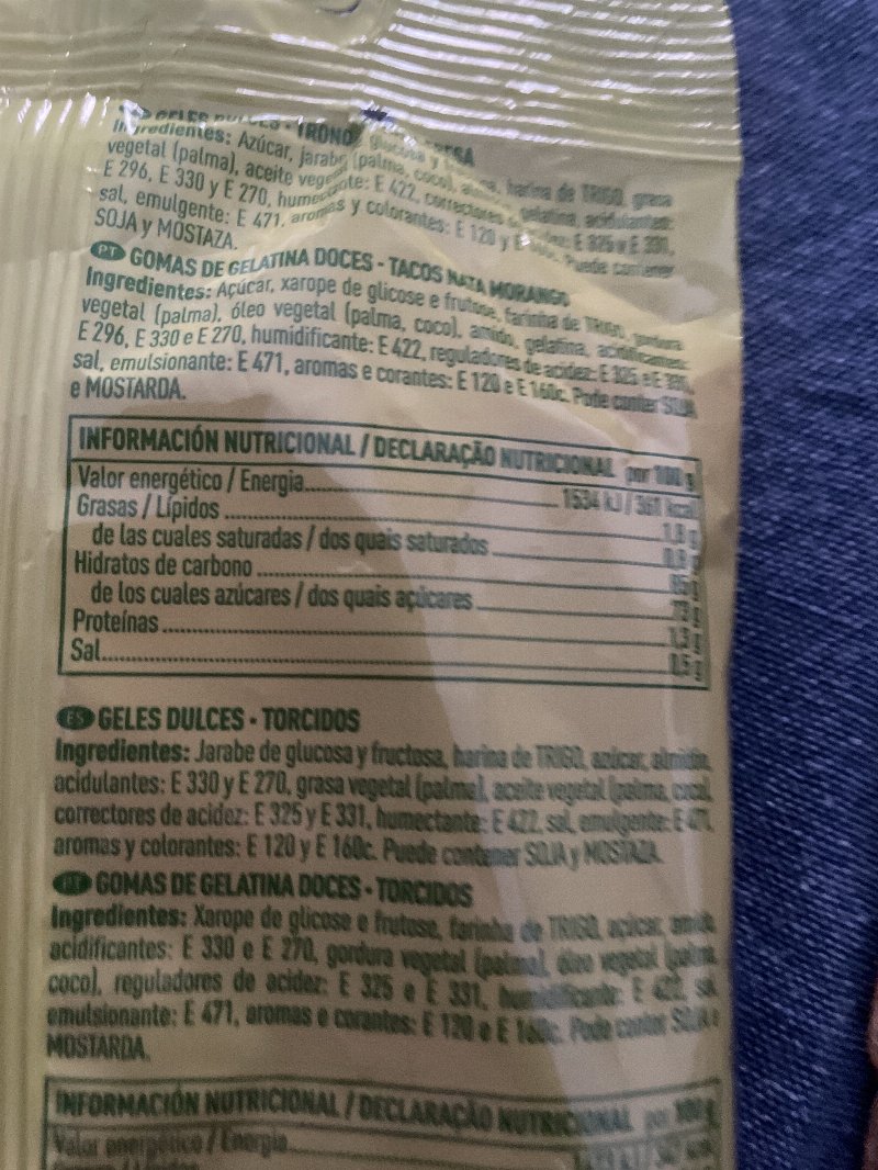 Foto da tabela nutricional