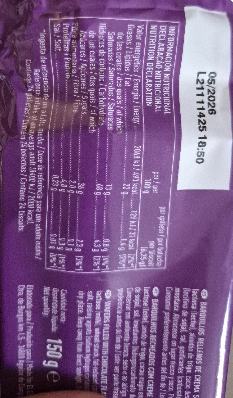 Foto da tabela nutricional