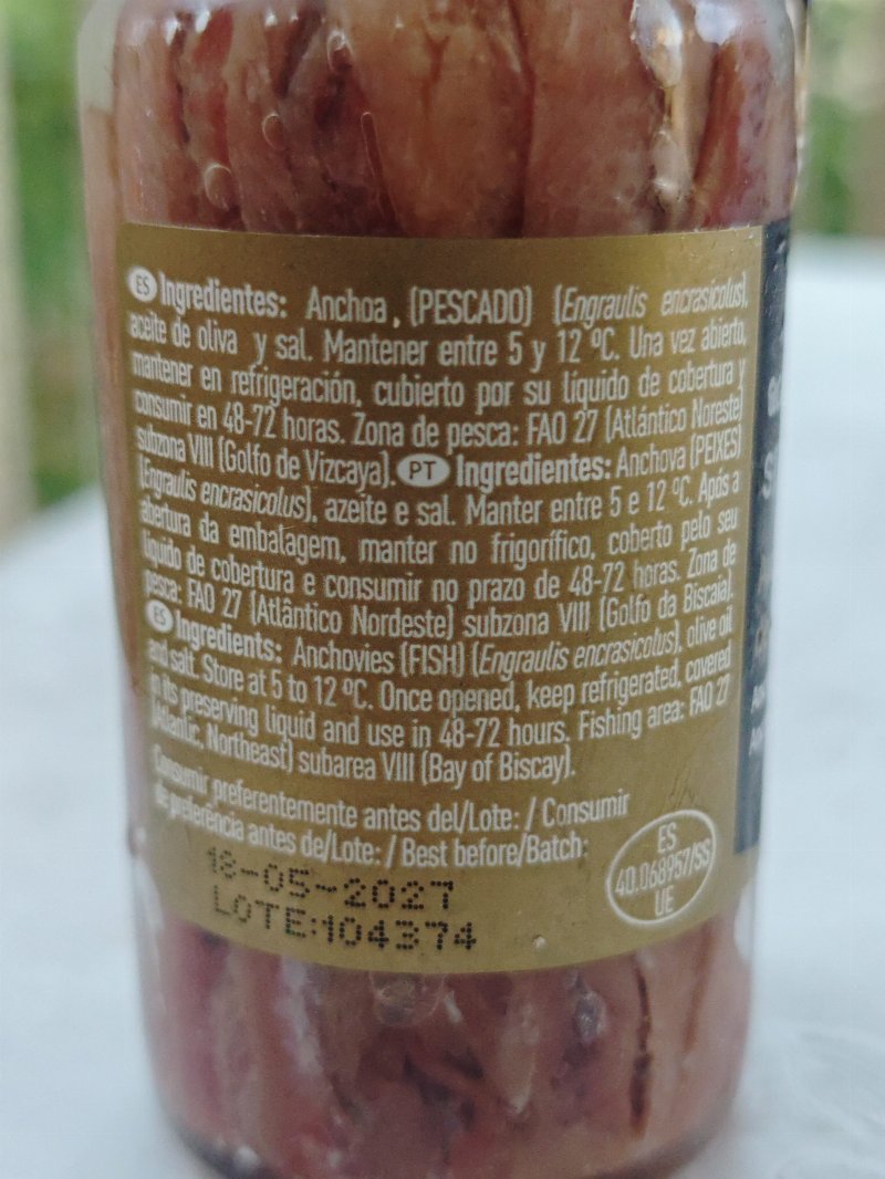 Foto da lista de ingredientes