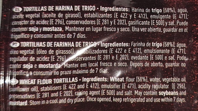 Foto da lista de ingredientes