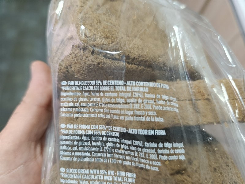 Foto da lista de ingredientes