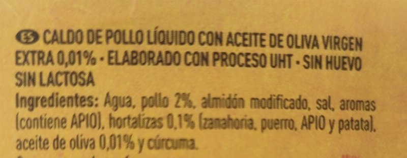Foto da lista de ingredientes