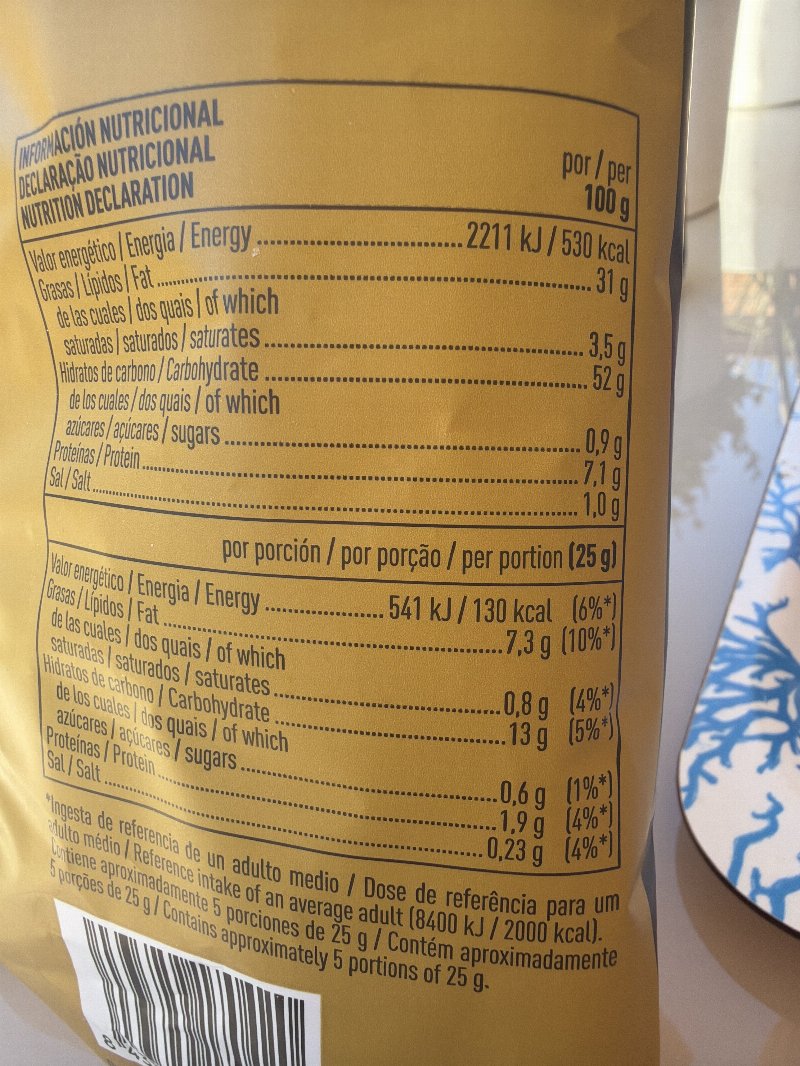 Foto da lista de ingredientes