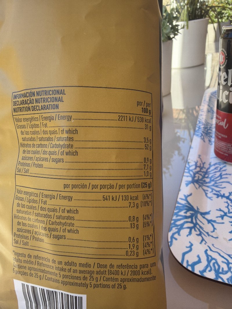 Foto da tabela nutricional