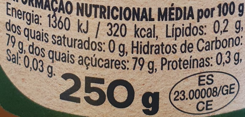 Foto da tabela nutricional