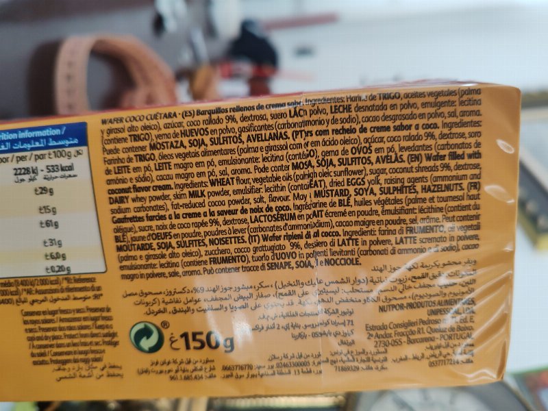 Foto da lista de ingredientes