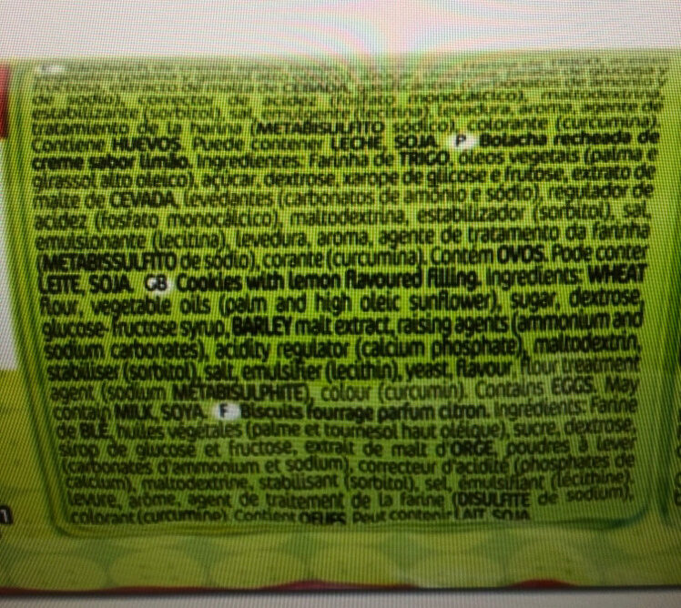 Foto da lista de ingredientes