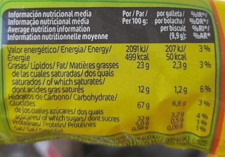 Foto da tabela nutricional