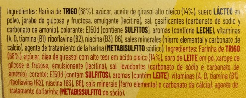 Foto da lista de ingredientes
