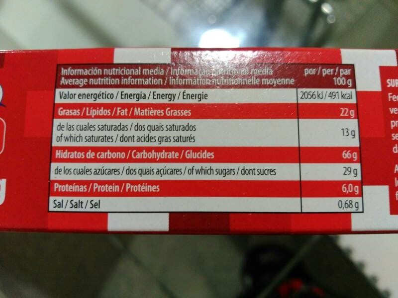Foto da tabela nutricional