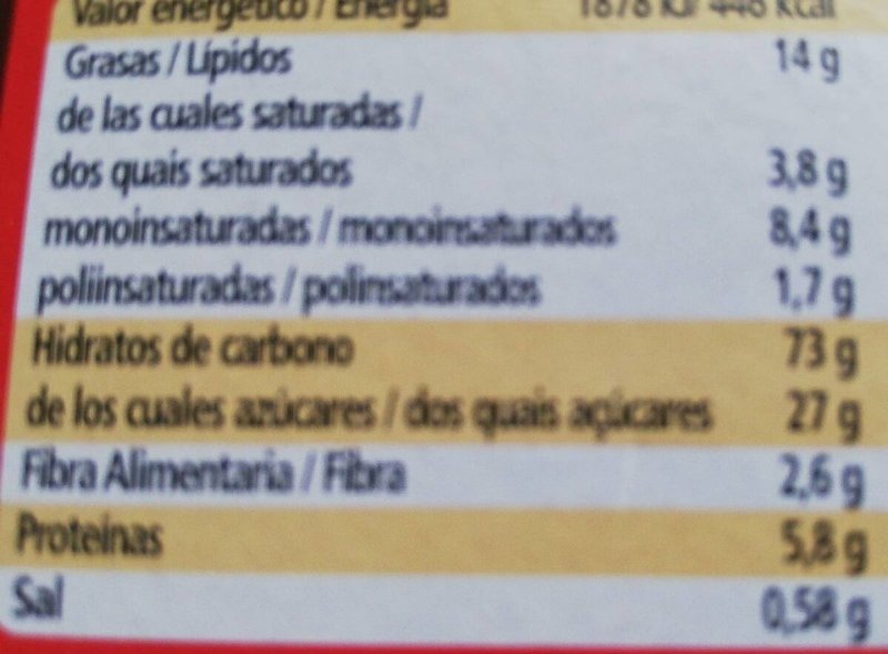 Foto da tabela nutricional