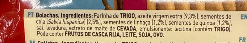 Foto da lista de ingredientes
