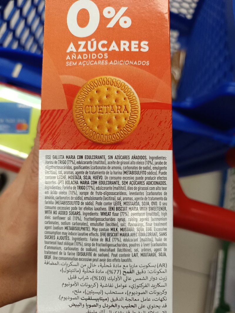 Foto da lista de ingredientes