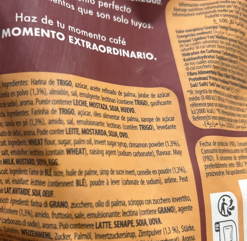 Foto da tabela nutricional