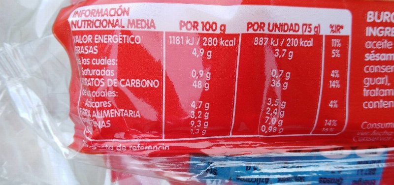 Foto da tabela nutricional