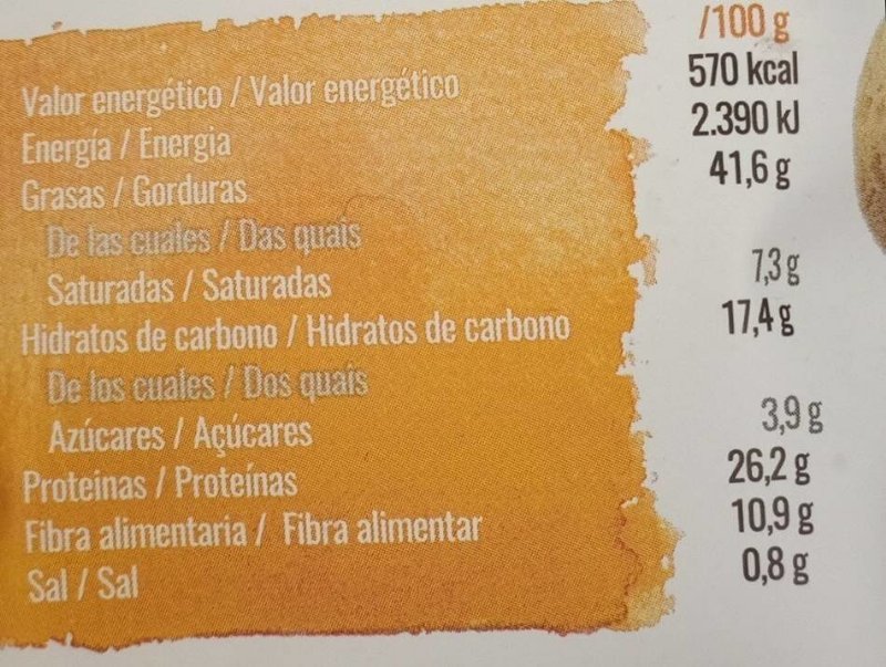 Foto da tabela nutricional