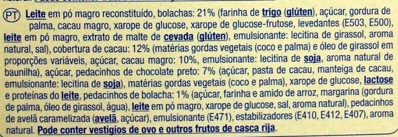 Foto da lista de ingredientes