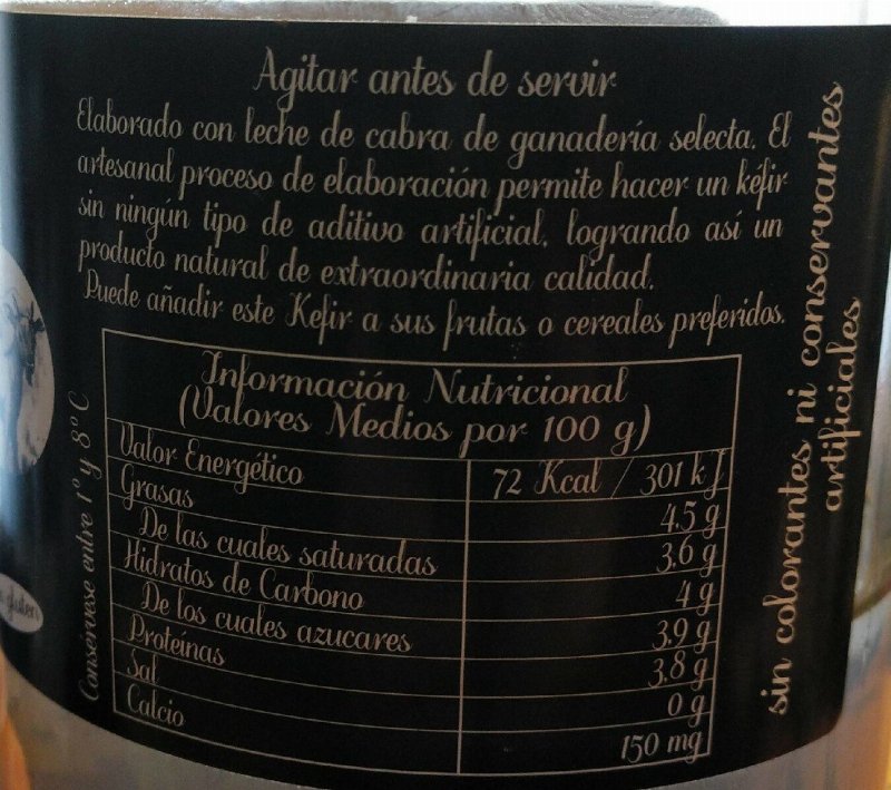 Foto da tabela nutricional