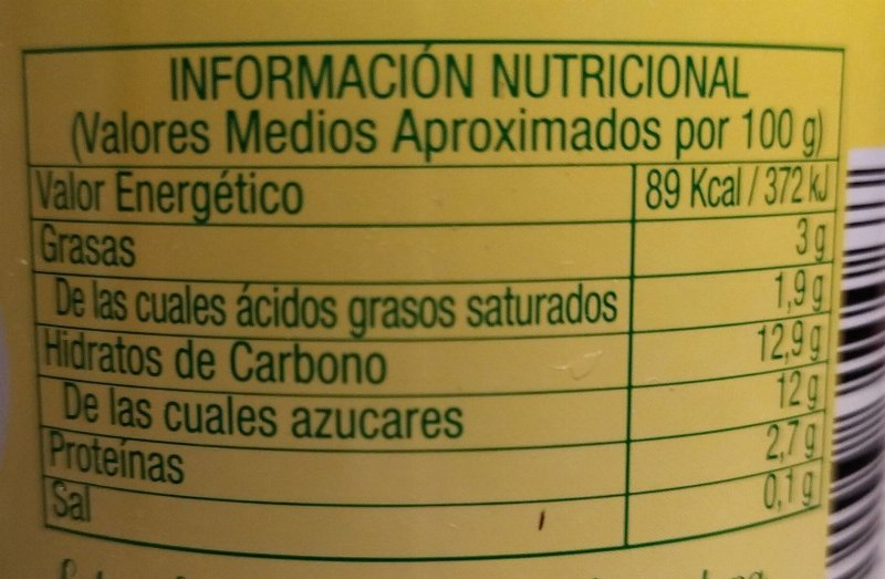 Foto da tabela nutricional