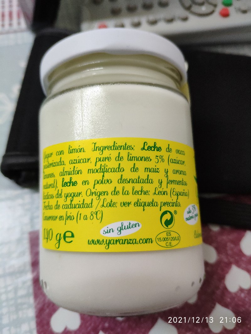 Foto da lista de ingredientes