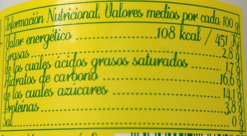 Foto da tabela nutricional