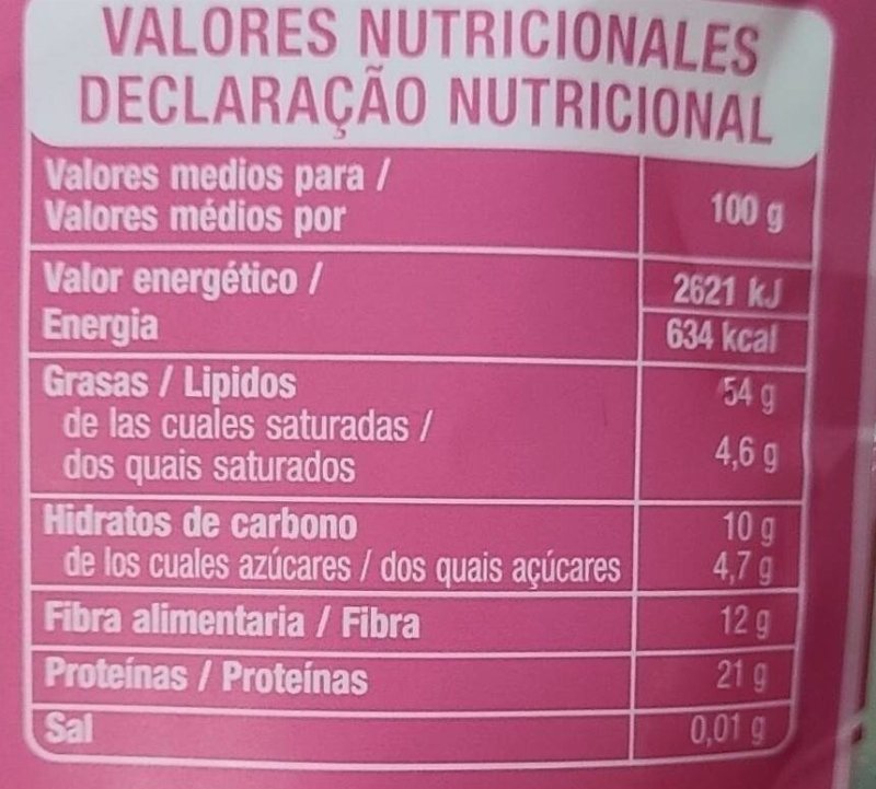 Foto da tabela nutricional