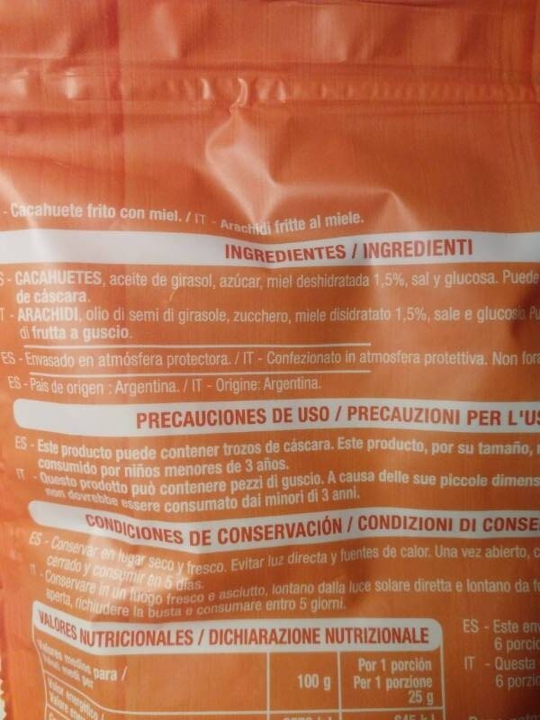 Foto da lista de ingredientes