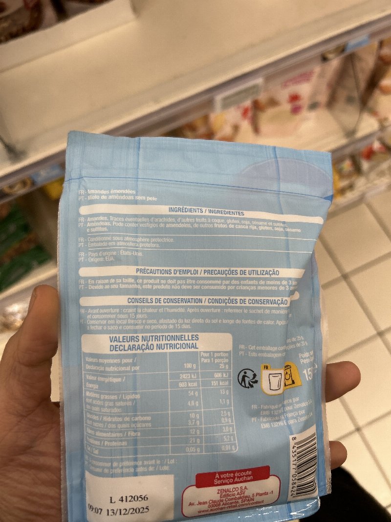 Foto da lista de ingredientes