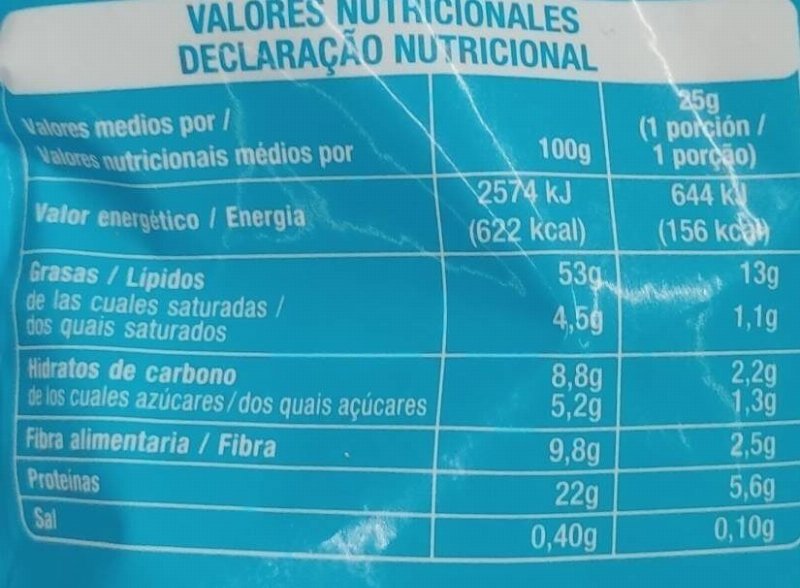 Foto da tabela nutricional