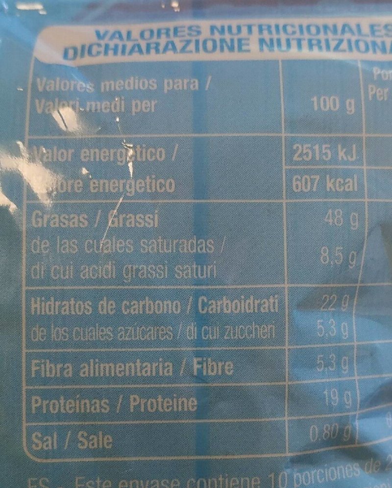Foto da tabela nutricional