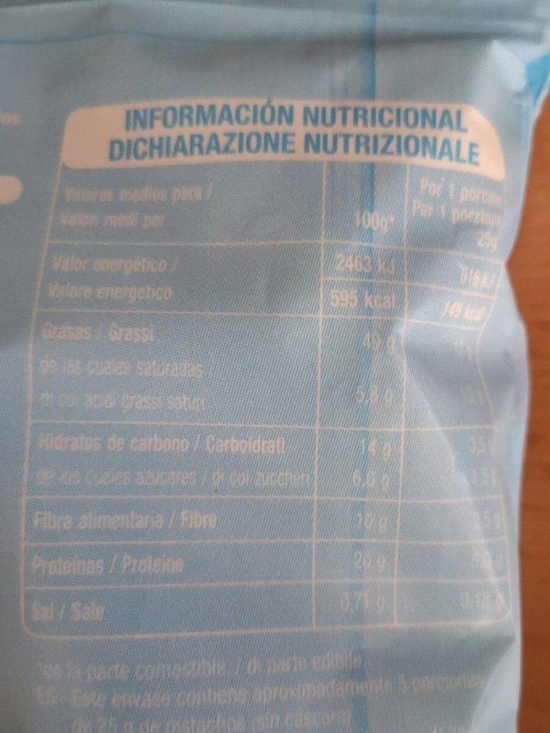 Foto da tabela nutricional
