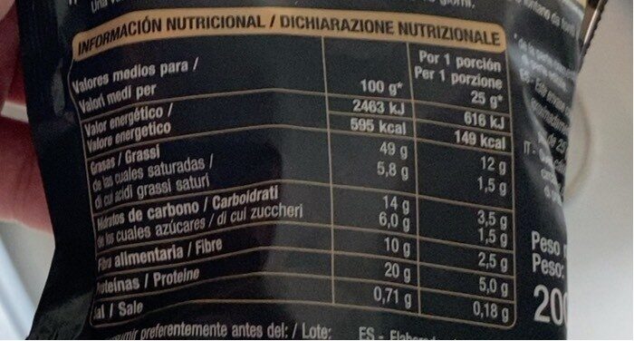 Foto da tabela nutricional