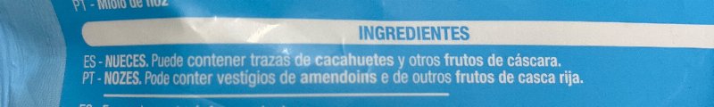 Foto da lista de ingredientes