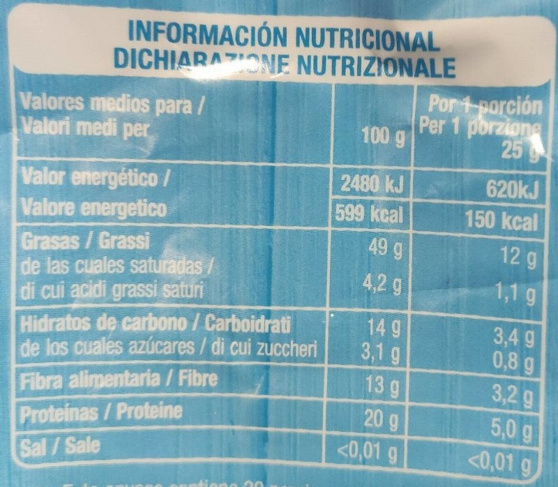 Foto da tabela nutricional