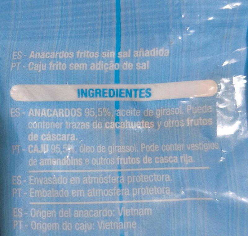 Foto da lista de ingredientes
