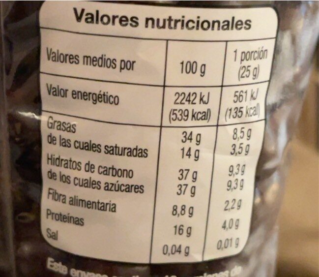 Foto da tabela nutricional