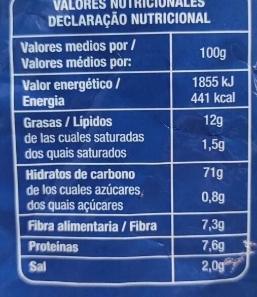 Foto da tabela nutricional