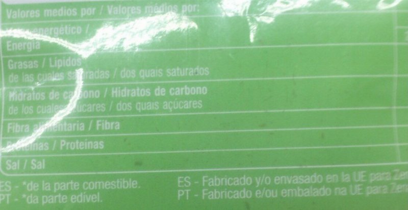 Foto da tabela nutricional