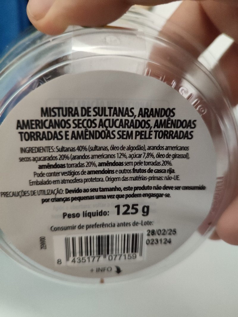 Foto da lista de ingredientes