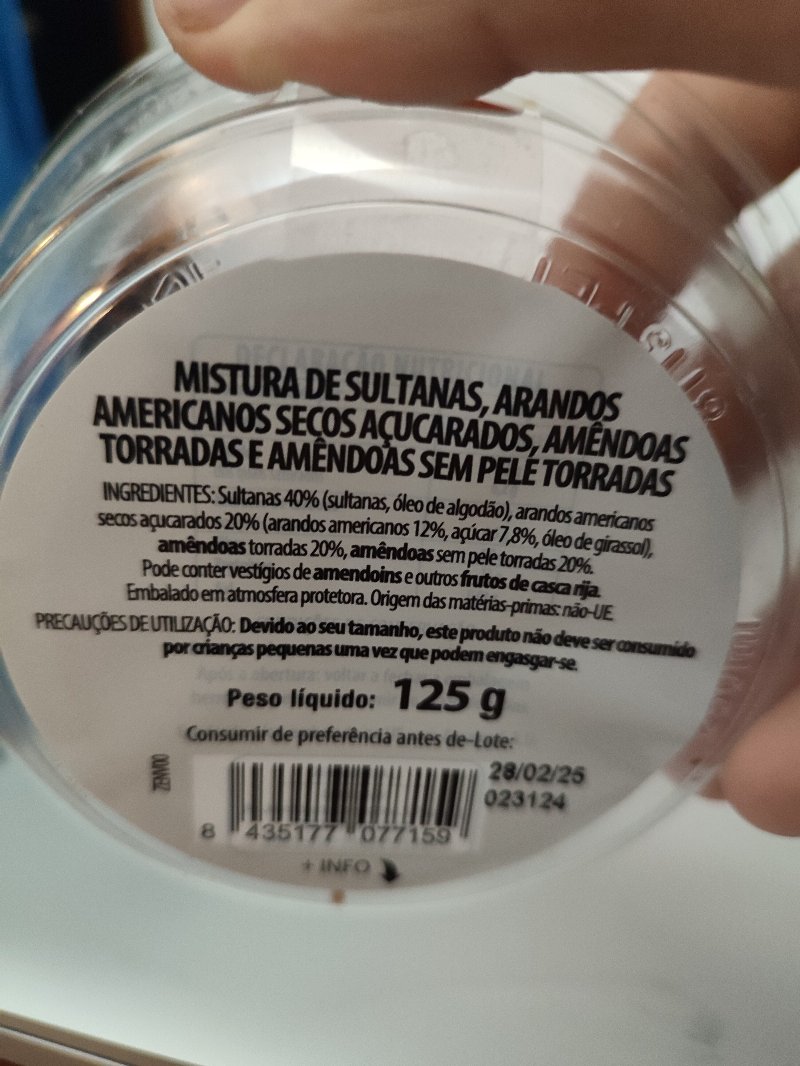 Foto da tabela nutricional
