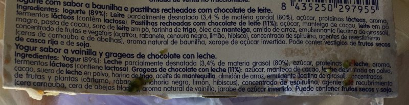 Foto da lista de ingredientes
