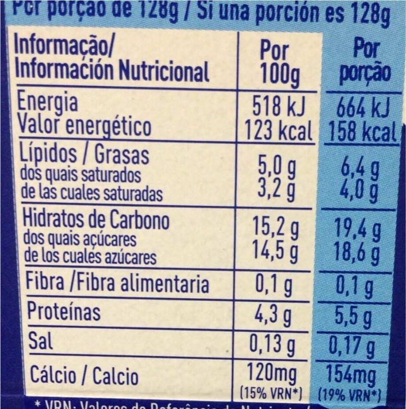 Foto da tabela nutricional