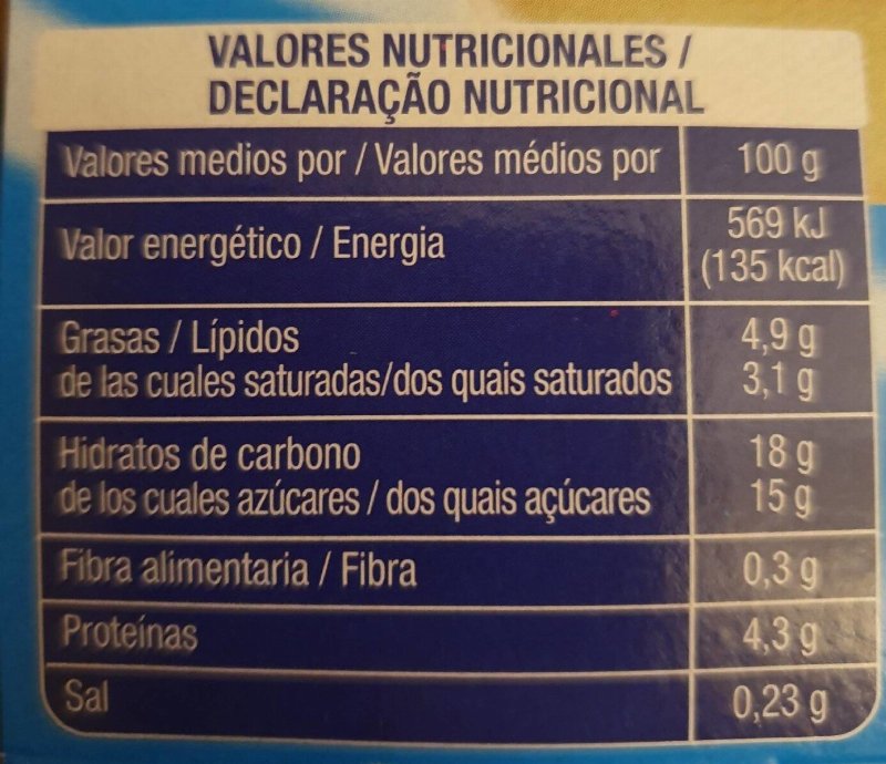 Foto da tabela nutricional