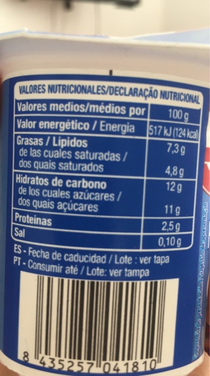 Foto da tabela nutricional