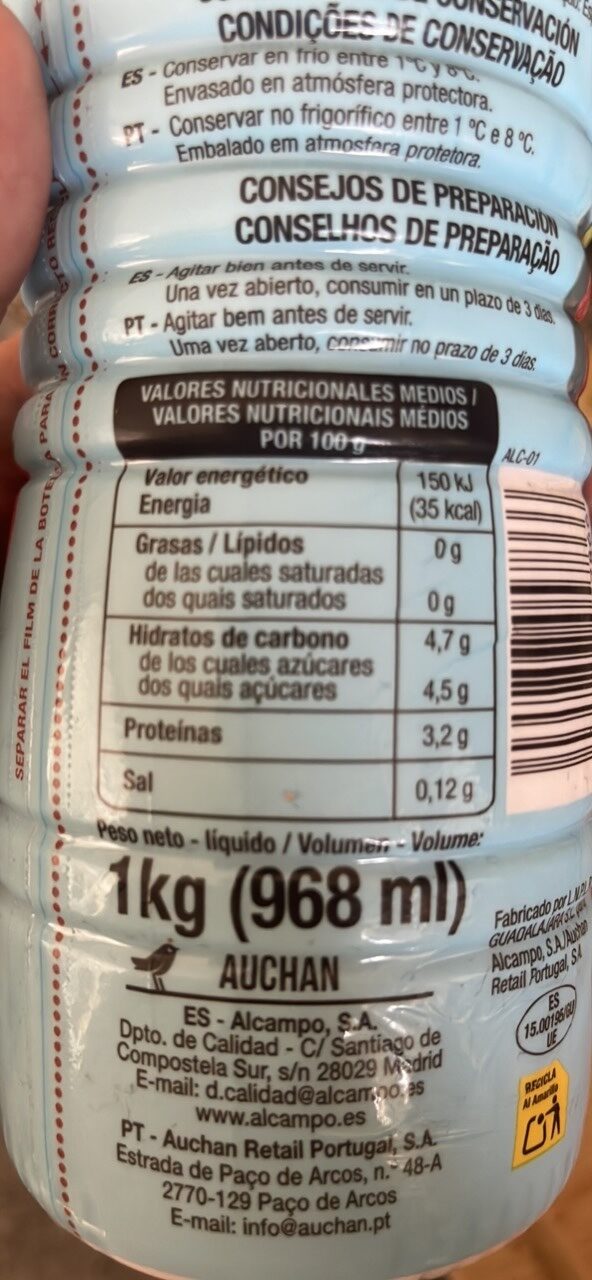 Foto da tabela nutricional