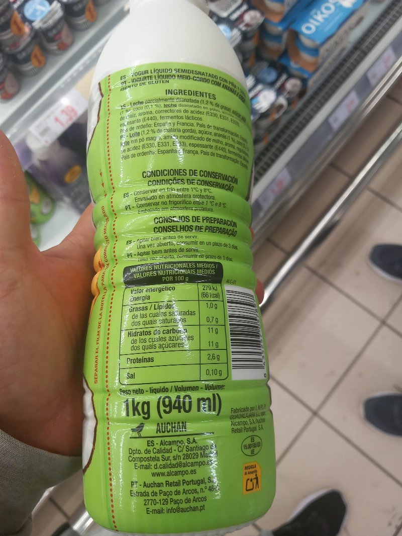 Foto da lista de ingredientes